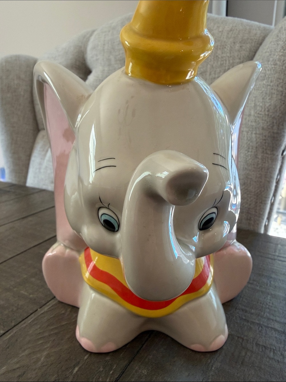 Vintage 1992 Disney Dumbo cookie jar featuring Timothy Mouse on the lid